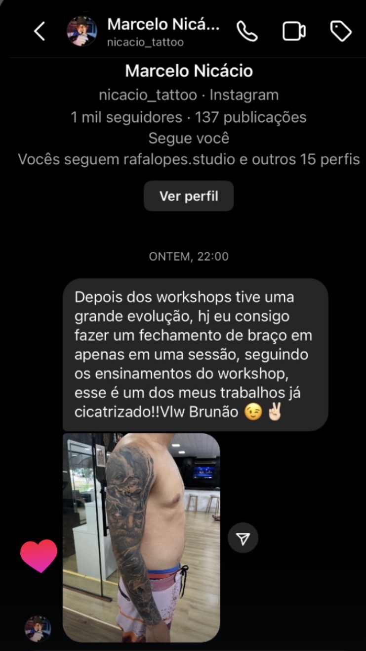 Relato de aluno após os workshops