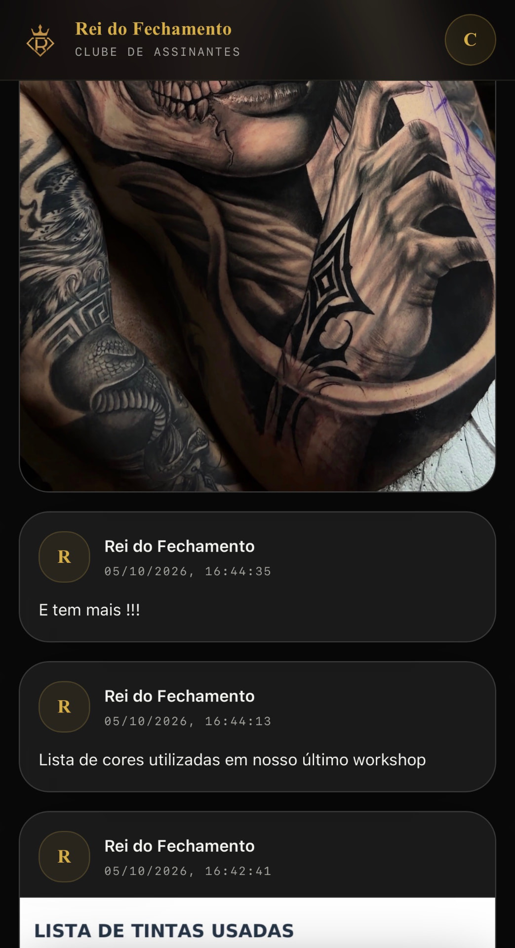 Feed exclusivo • Trabalhos e materiais do Clube